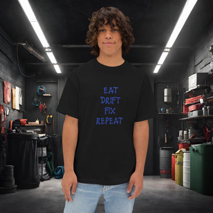 Eat, Drift, Fix, Repeat. I'll Sleep When I'm Dead-Premium, Ultra Soft Unisex Oversized Boxy Tee Black Printify by The Night Shift Automotive Apparel