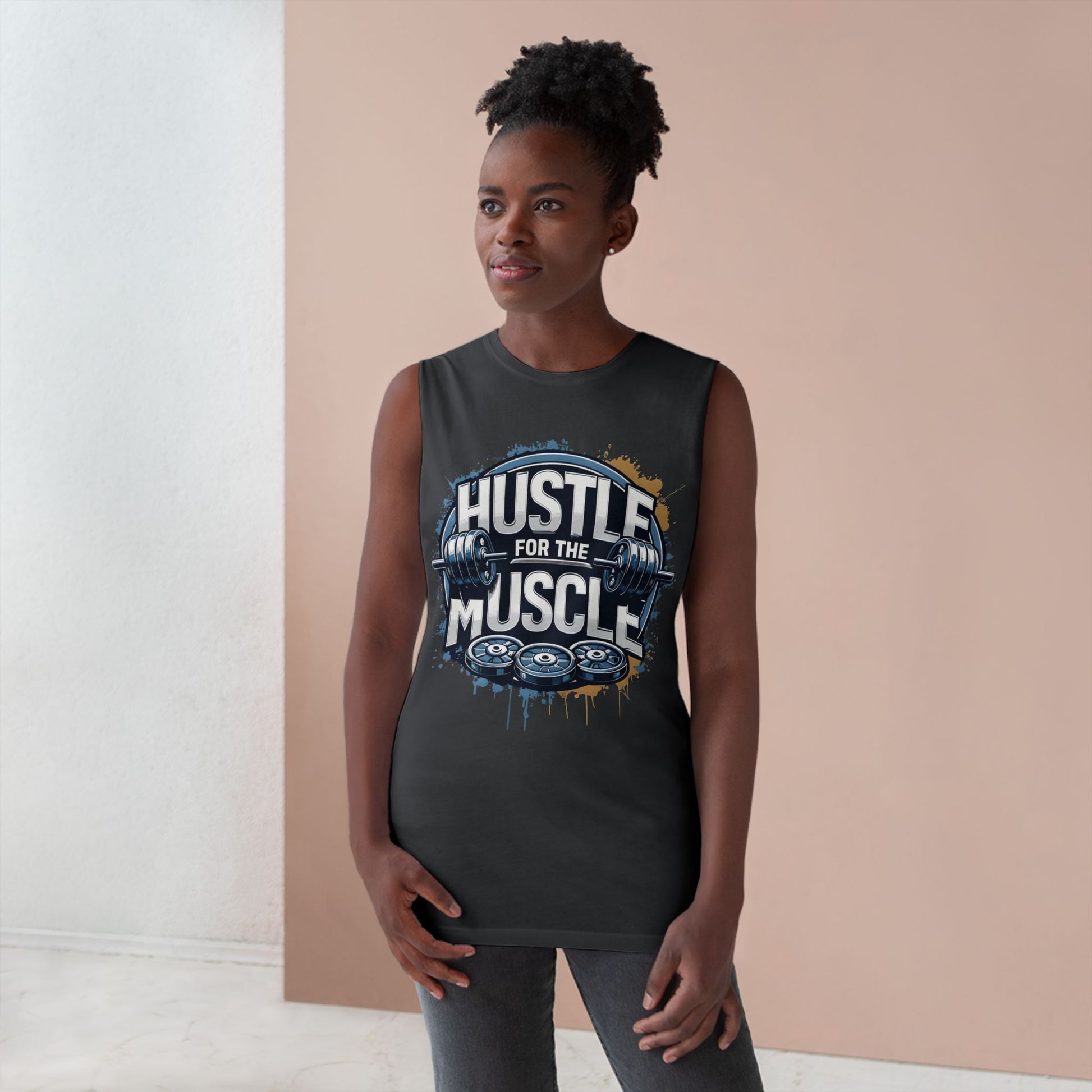 Hustle For The Muscle - Premium Unisex Barnard Tank Top Printify by The Night Shift Automotive Apparel