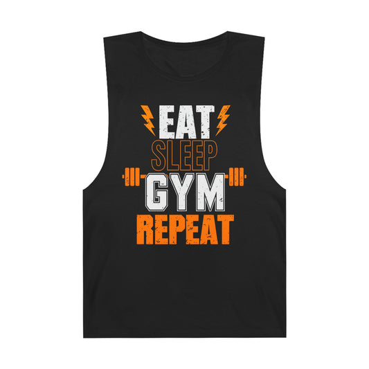 Eat, Sleep, Gym, Repeat - Premium Unisex Barnard Tank Top Black Printify by The Night Shift Automotive Apparel