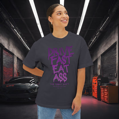 Drive Fast, Eat Ass-Premium, Ultra Soft Unisex Oversized Boxy Tee Printify by The Night Shift Automotive Apparel