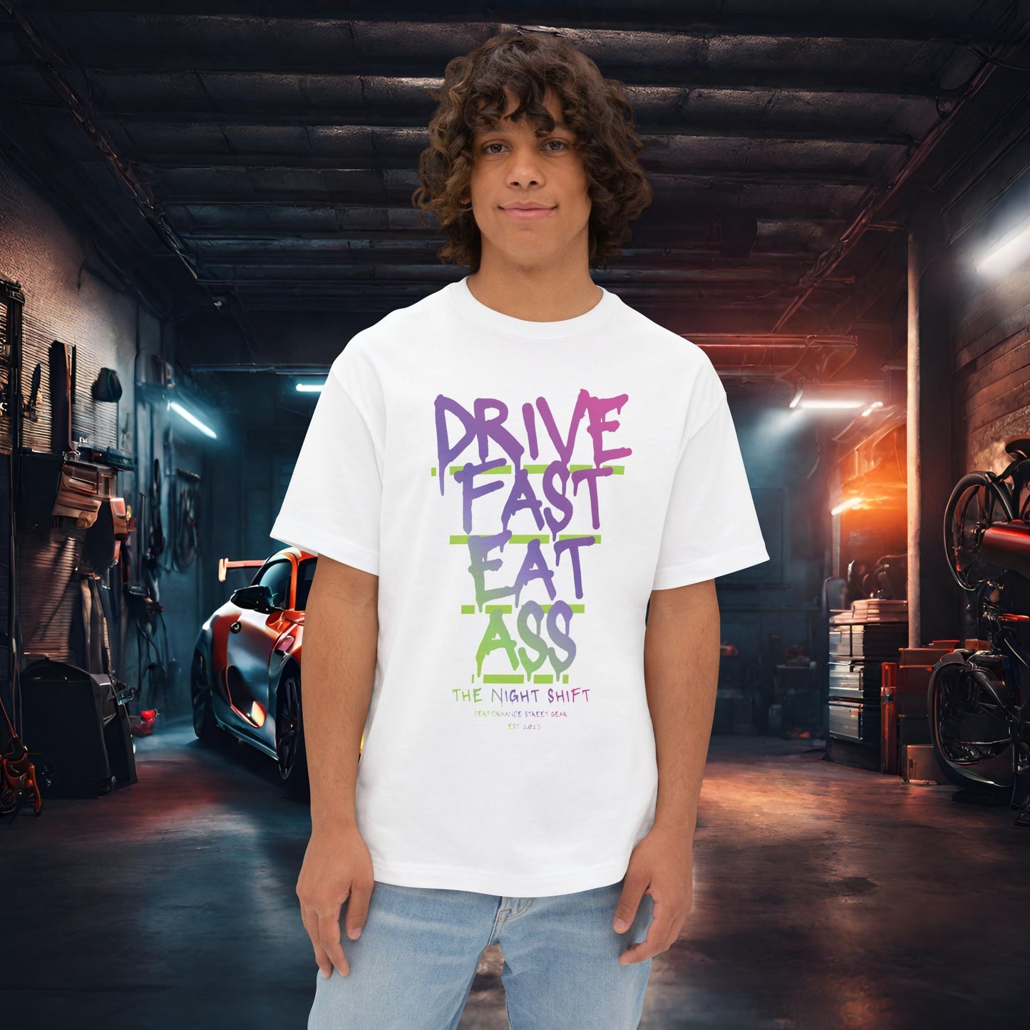Drive Fast, Eat Ass-Premium, Ultra Soft Unisex Oversized Boxy Tee