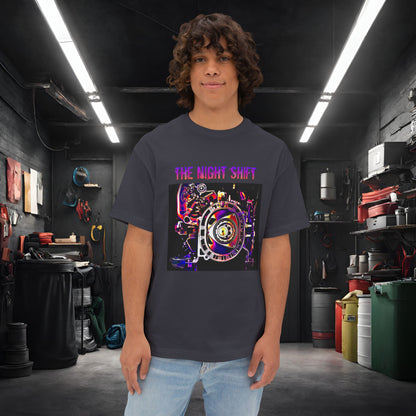13B-REW Synthwave-Premium, Ultra Soft Unisex Oversized Boxy Tee Dark Grey Printify by The Night Shift Automotive Apparel