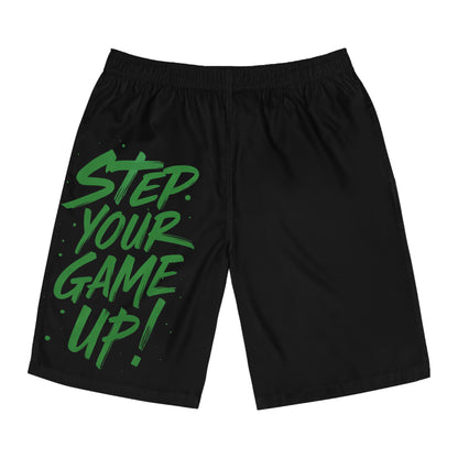 Step Your Game Up - Men's Relaxed Fit Board Shorts Printify by The Night Shift Automotive Apparel
