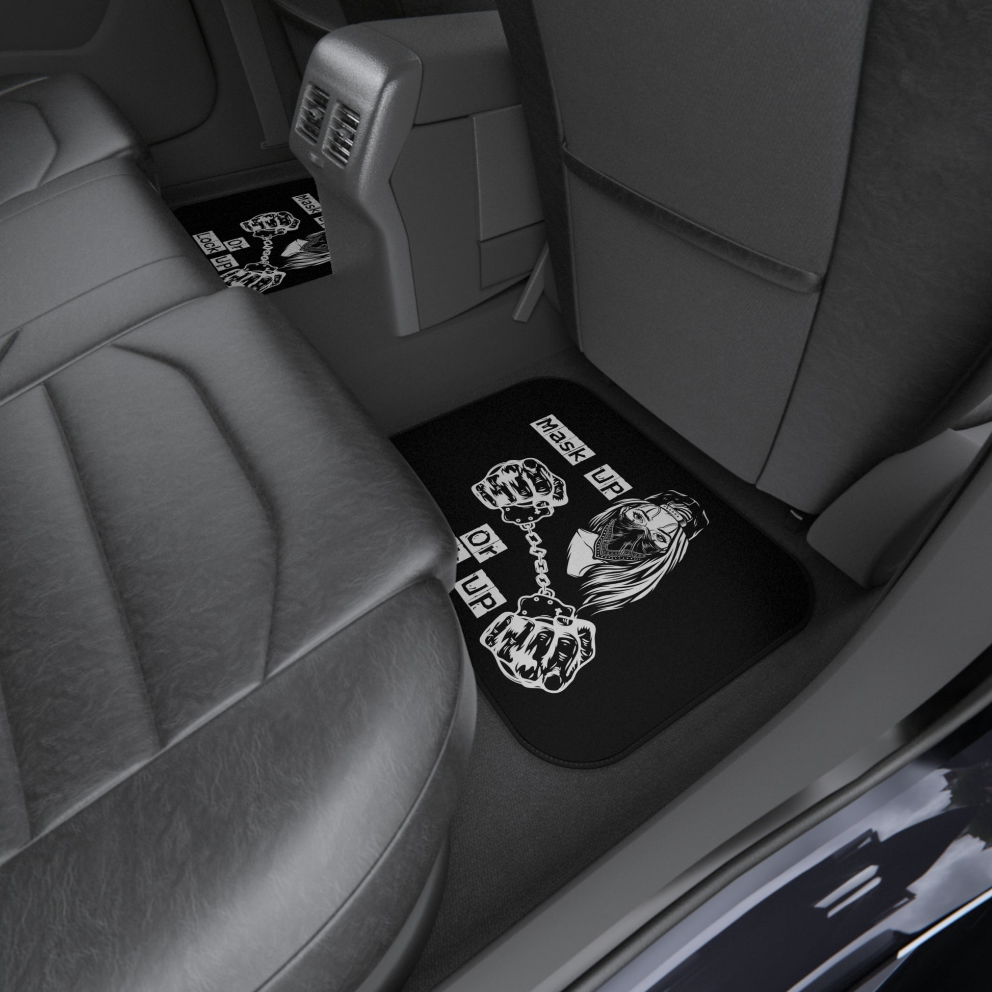 Mask Up Or Lock Up-Premium, High Quality Car Floor Mats (Set of 4) Printify by The Night Shift Automotive Apparel