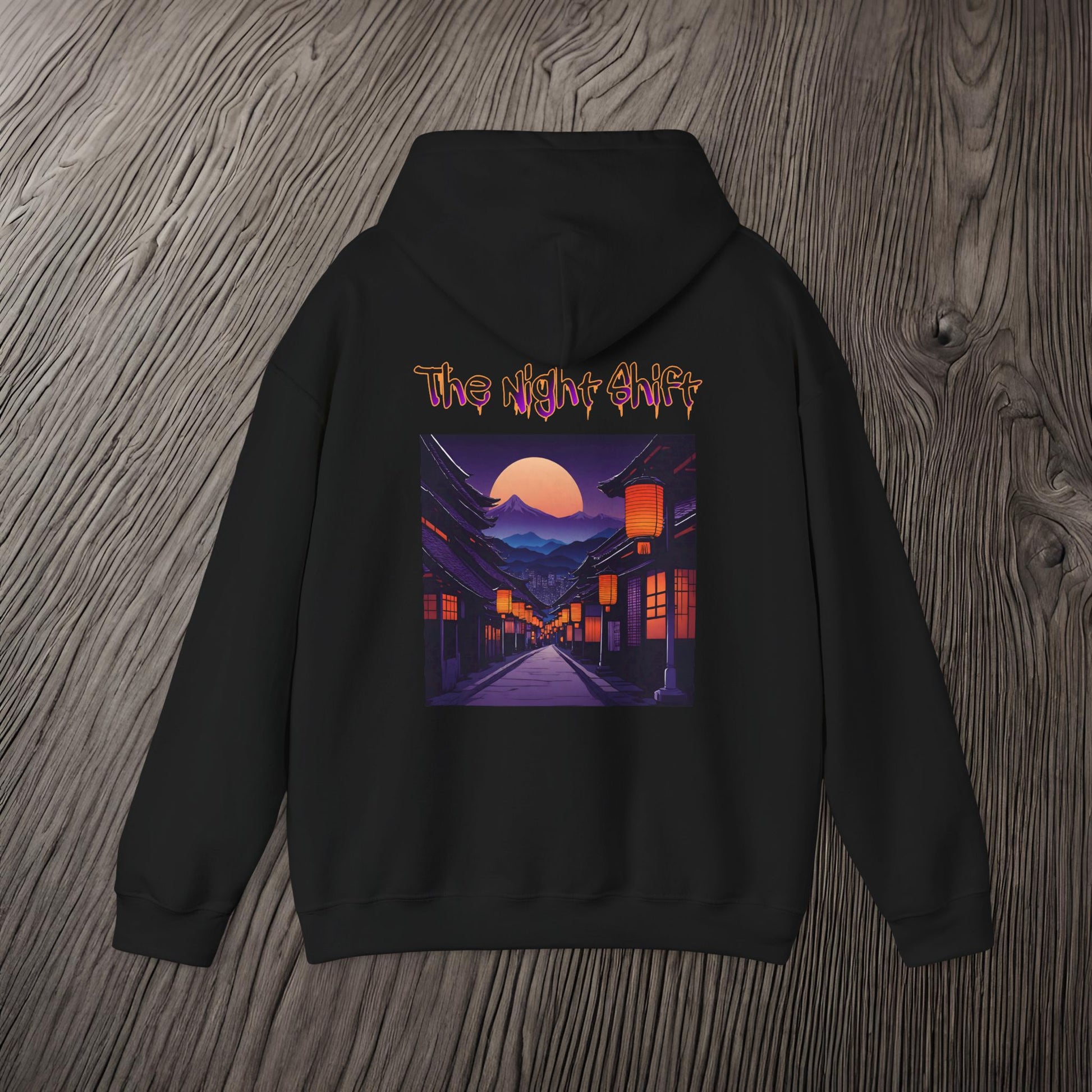 Moonlit Japanese Traditional Village-Ultra Soft, Premium Hoodie Printify by The Night Shift Automotive Apparel