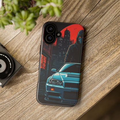 Nissan Skyline R34 Street Life-Dual Layer Ultra Tough Phone Case iPhone 16 Plus Matte Printify by The Night Shift Automotive Apparel