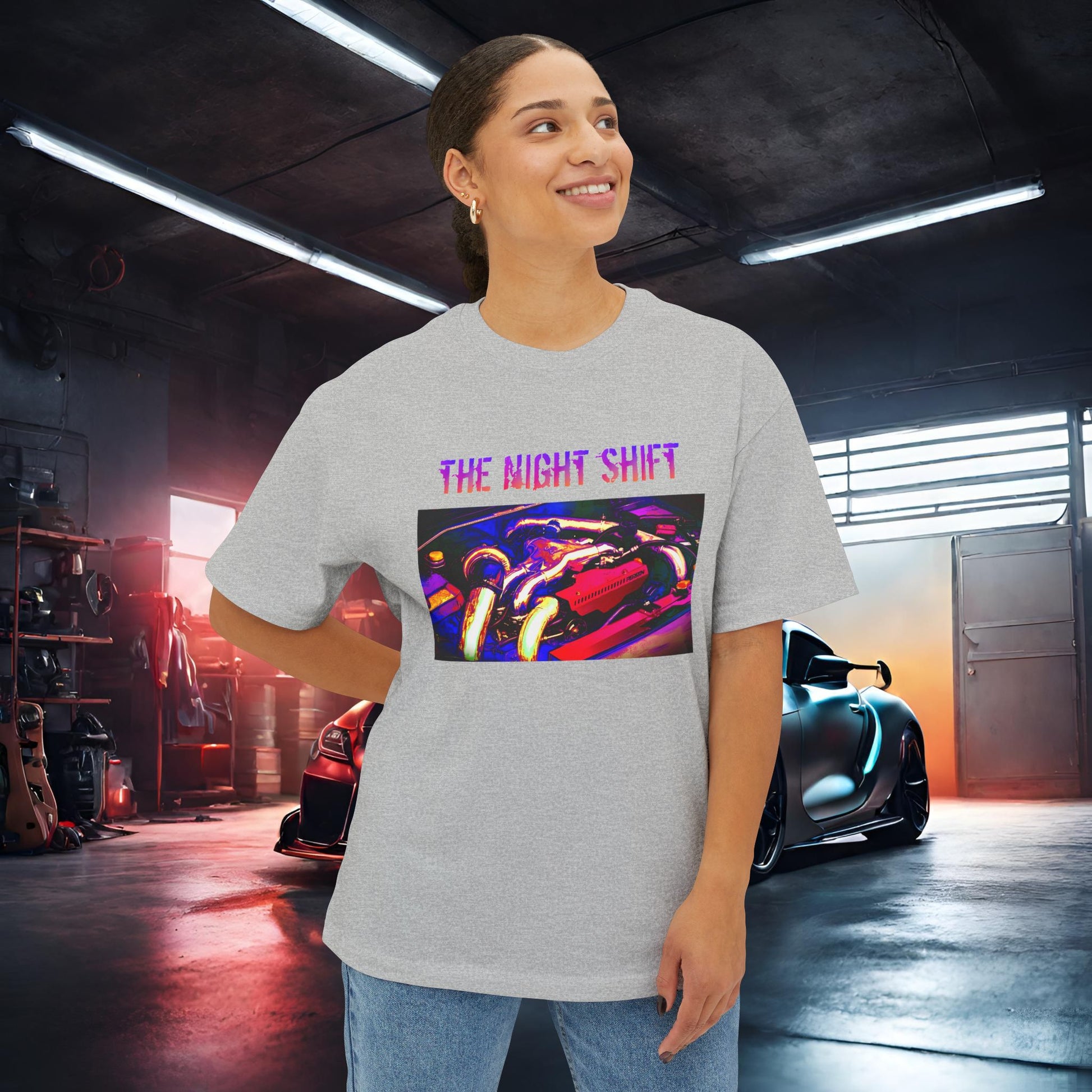 EJ257 Synthwave-Premium, Ultra Soft Unisex Oversized Boxy Tee Printify by The Night Shift Automotive Apparel