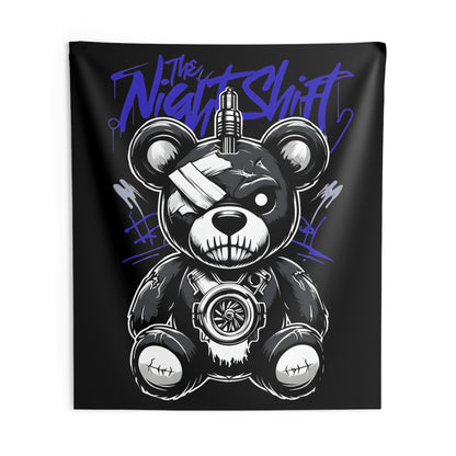 Tattered Teddy Indoor Wall Tapestries - Shop Banner 88" × 104" Printify by The Night Shift Automotive Apparel