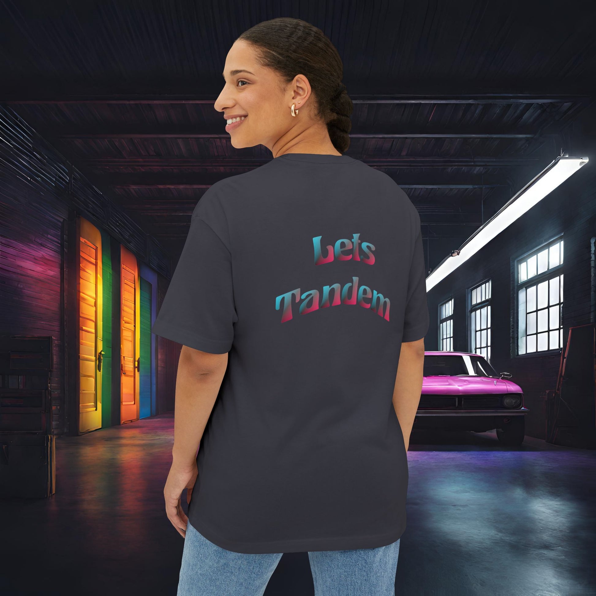 Lets Tandem-Premium, Ultra Soft, Unisex Oversized Boxy Tee Printify by The Night Shift Automotive Apparel