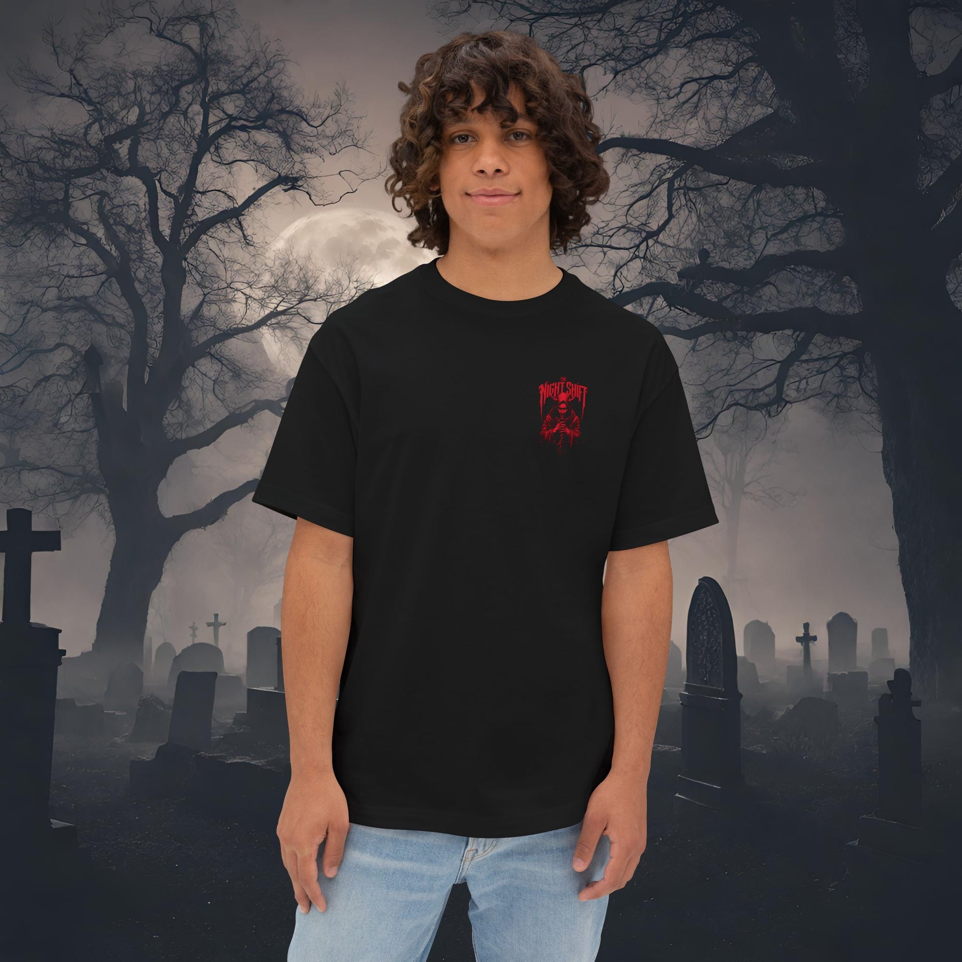 Lucifer-Premium, Ultra Soft Unisex Oversized Boxy Tee Printify by The Night Shift Automotive Apparel
