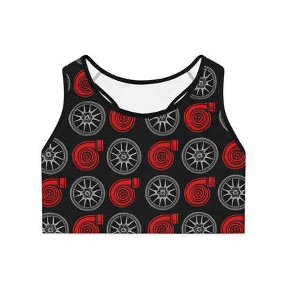 Women's Sports Bra Printify by The Night Shift Automotive Apparel