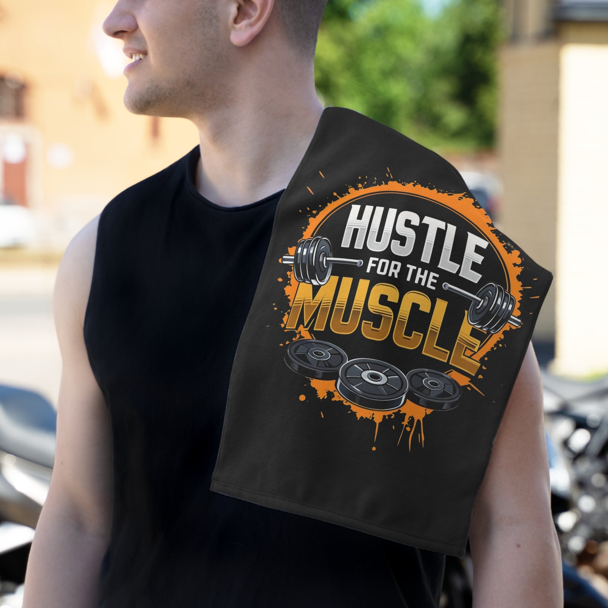 Hustle For The Muscle-Gym Towel( 11x18) White 11" × 18" Printify by The Night Shift Automotive Apparel