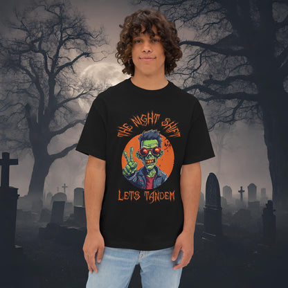 Lets Tandem Drift Zombie Logo-Premium, Ultra Soft Unisex Oversized Boxy Tee Black Printify by The Night Shift Automotive Apparel