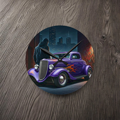 1930's Turtle Back 3 Window Coupe Street Life-Acrylic Wall Clock