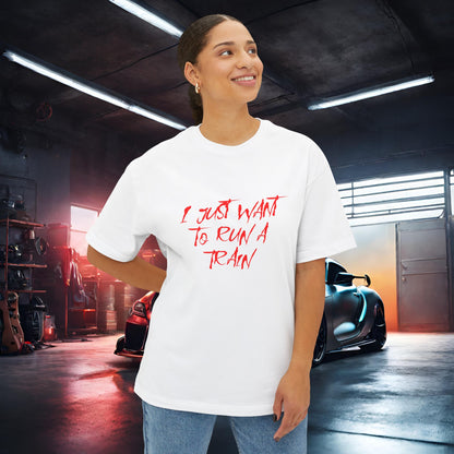 I Just Want To Run A Train-Premium, Ultra Soft Unisex Oversized Boxy Tee Printify by The Night Shift Automotive Apparel