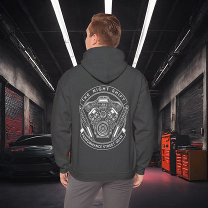 The Night Shift Performance Engine-Ultra Soft, Premium Hoodie Dark Heather Printify by The Night Shift Automotive Apparel