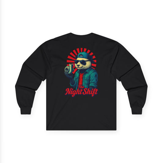 Good Vibes Panda-Premium, Ultra Soft Unisex Long Sleeve Tee Black Printify by The Night Shift Automotive Apparel