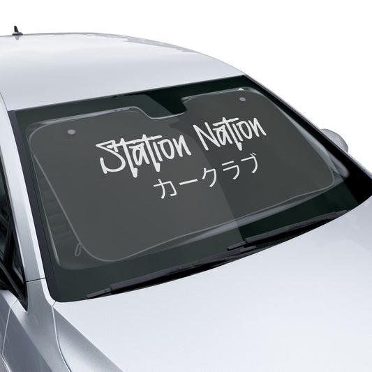Station Nation Sun Shade 30'' × 55'' (1pc) Printify by The Night Shift Automotive Apparel