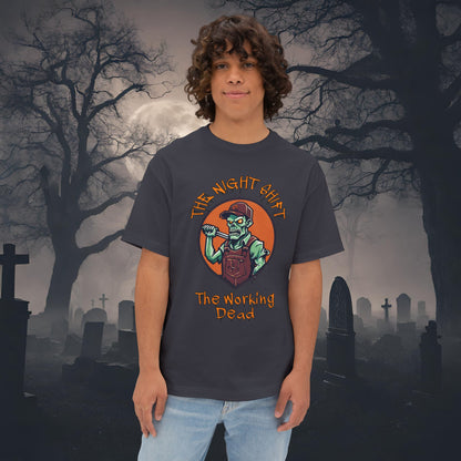 The Night Shift Zombie Mechanic-Premium, Ultra Soft Unisex Oversized Boxy Tee Dark Grey Printify by The Night Shift Automotive Apparel