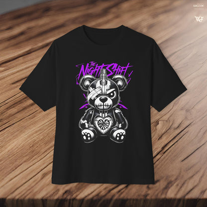 The Night Shift Tattered Teddy-Premium, Ultra Soft Unisex Oversized Boxy Tee Printify by The Night Shift Automotive Apparel