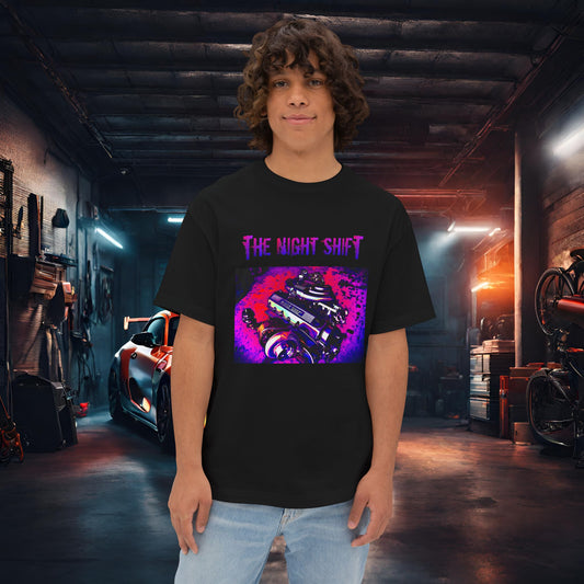 M20B30 Synthwave-Premium, Ultra Soft Unisex Oversized Boxy Tee Black Printify by The Night Shift Automotive Apparel
