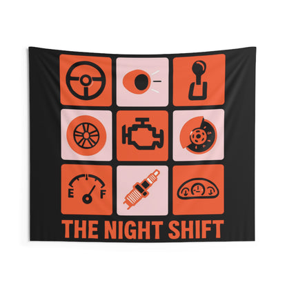 The Night Shift Indoor Wall Tapestries - Shop Banner 60" × 50" Printify by The Night Shift Automotive Apparel