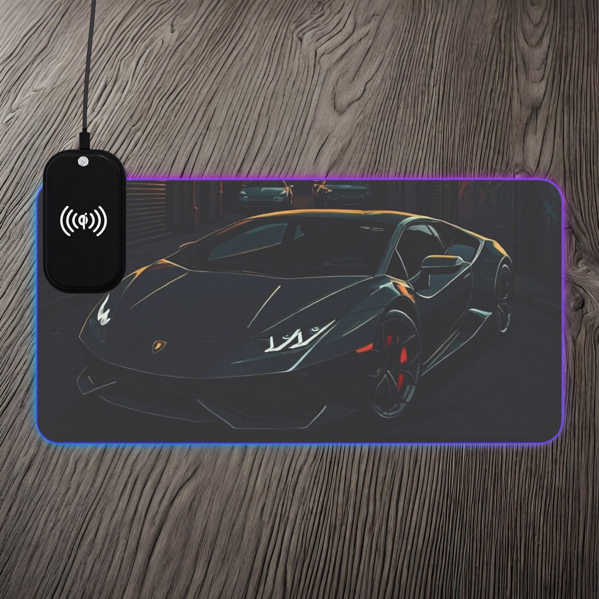 Lamborghini Huracan Street Life-LED Gaming Mouse Pad with Wireless Charging 23.6" × 11.8" Rectangle 15W Printify by The Night Shift Automotive Apparel