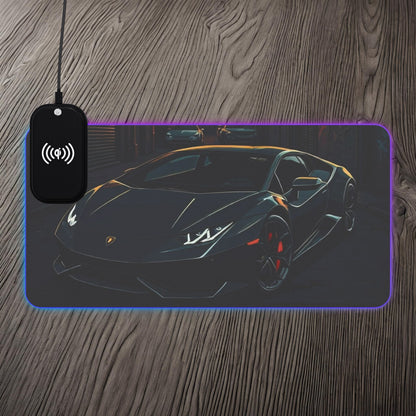 Lamborghini Huracan Street Life-LED Gaming Mouse Pad with Wireless Charging 23.6" × 11.8" Rectangle 15W Printify by The Night Shift Automotive Apparel