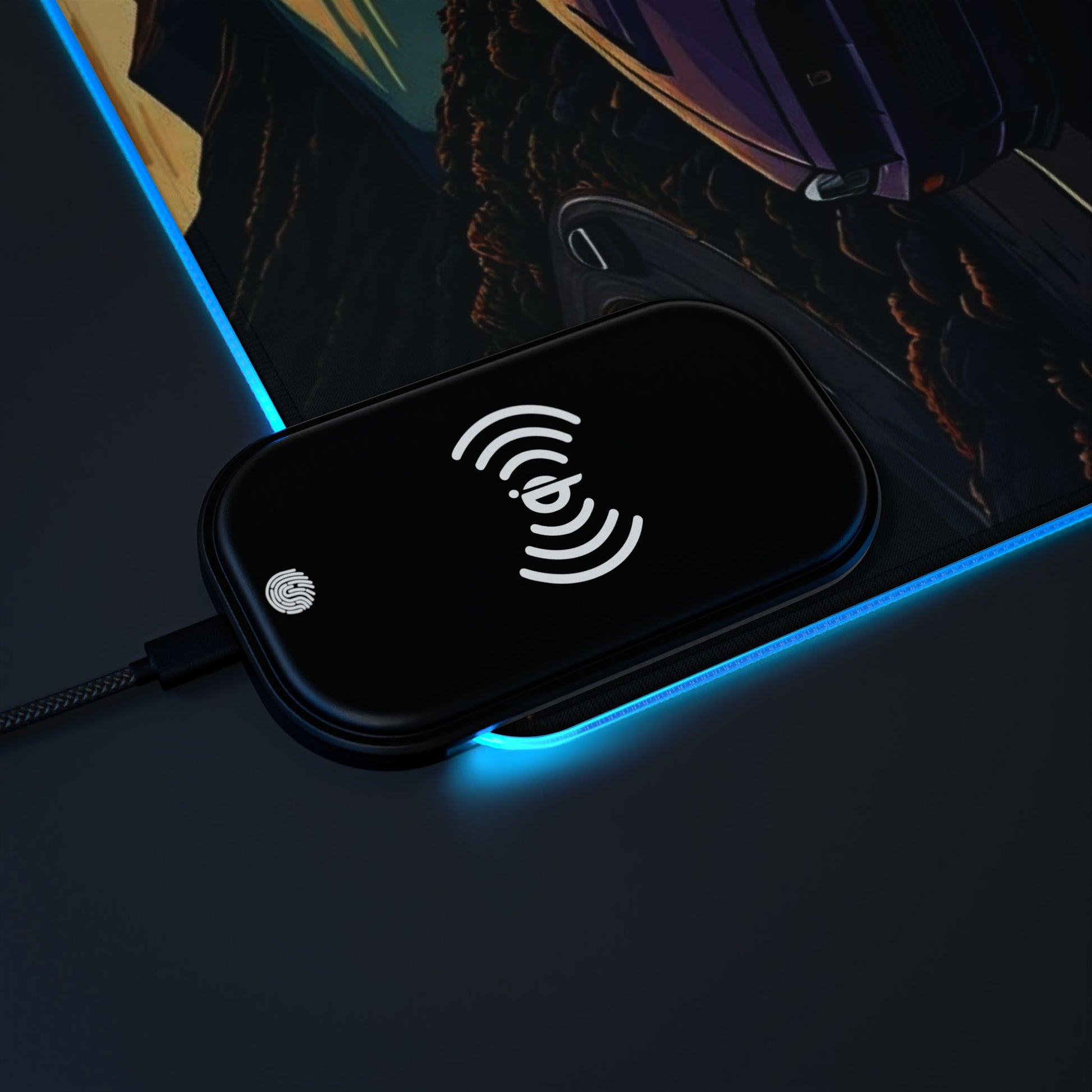Nissan Skyline R34 GTR Mountain Drive-LED Gaming Mouse Pad with Wireless Charging Printify by The Night Shift Automotive Apparel