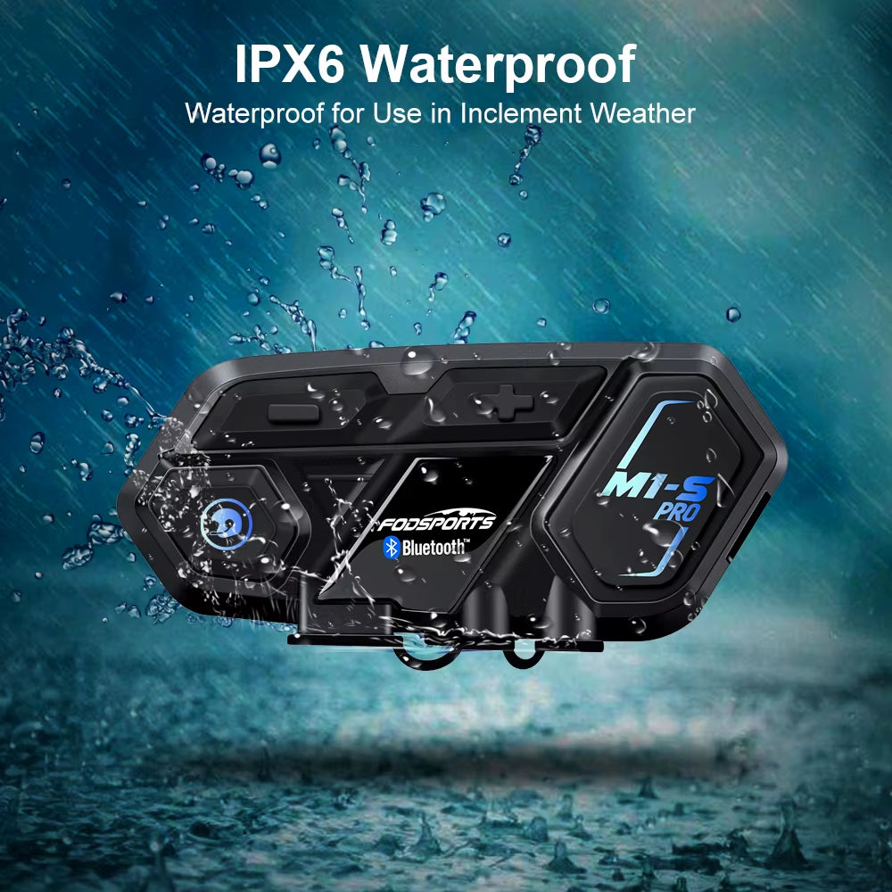 Fodsports M1-S Pro Motorcycle Intercom Bluetooth Helmet Headset  2000M Communicator/Music Share (4 Headsets)