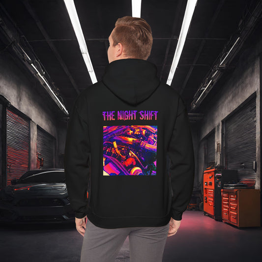 LS-A Twin Turbo Synthwave-Premium, Ultra Soft Unisex Hoodie Black Printify by The Night Shift Automotive Apparel