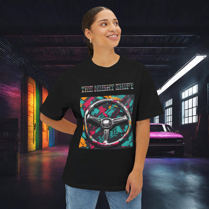 Steering Wheel-Premium, Ultra Soft Unisex Oversized Boxy Tee Printify by The Night Shift Automotive Apparel