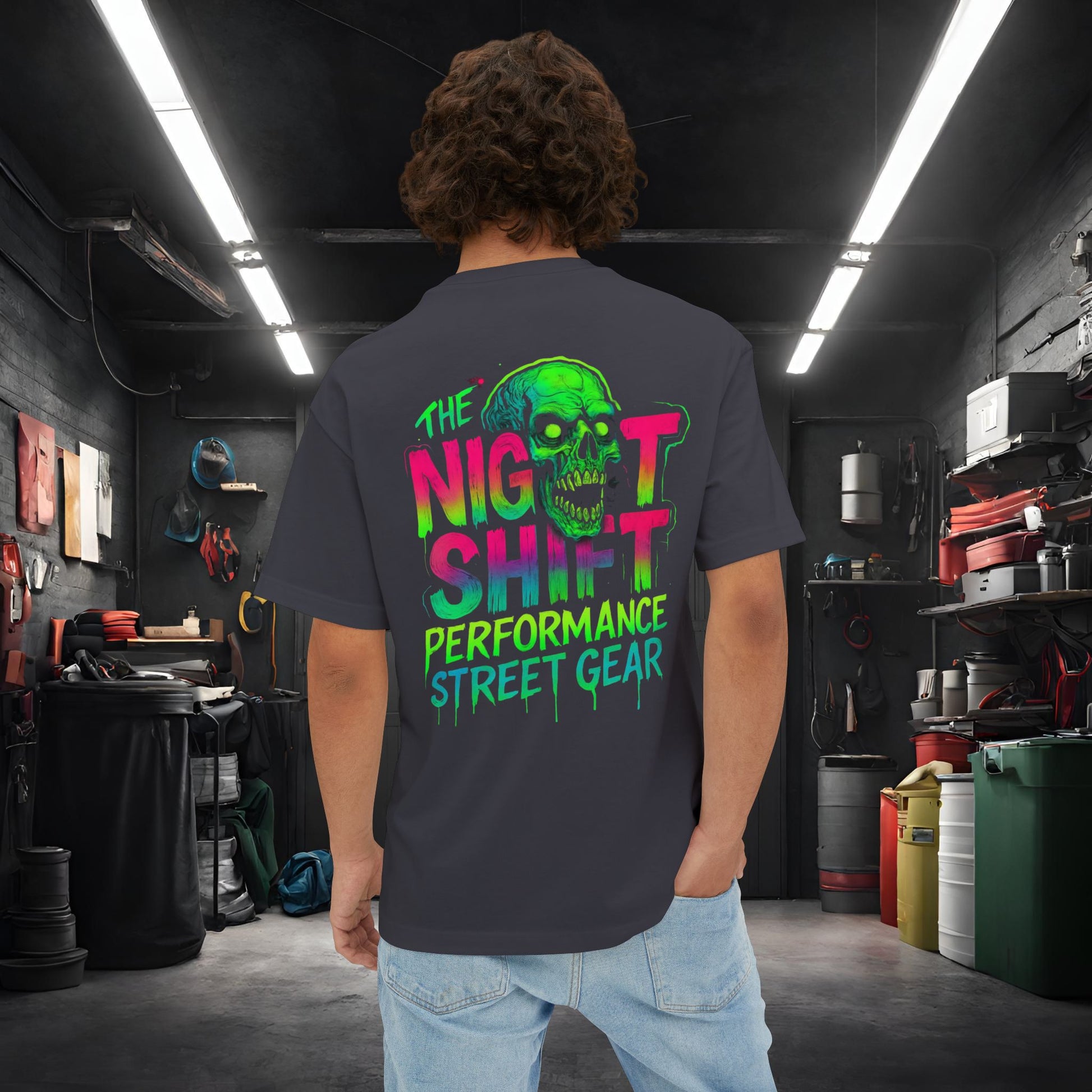 The Night Shift-Premium, Ultra Soft Unisex Oversized Boxy Tee Dark Grey Printify by The Night Shift Automotive Apparel