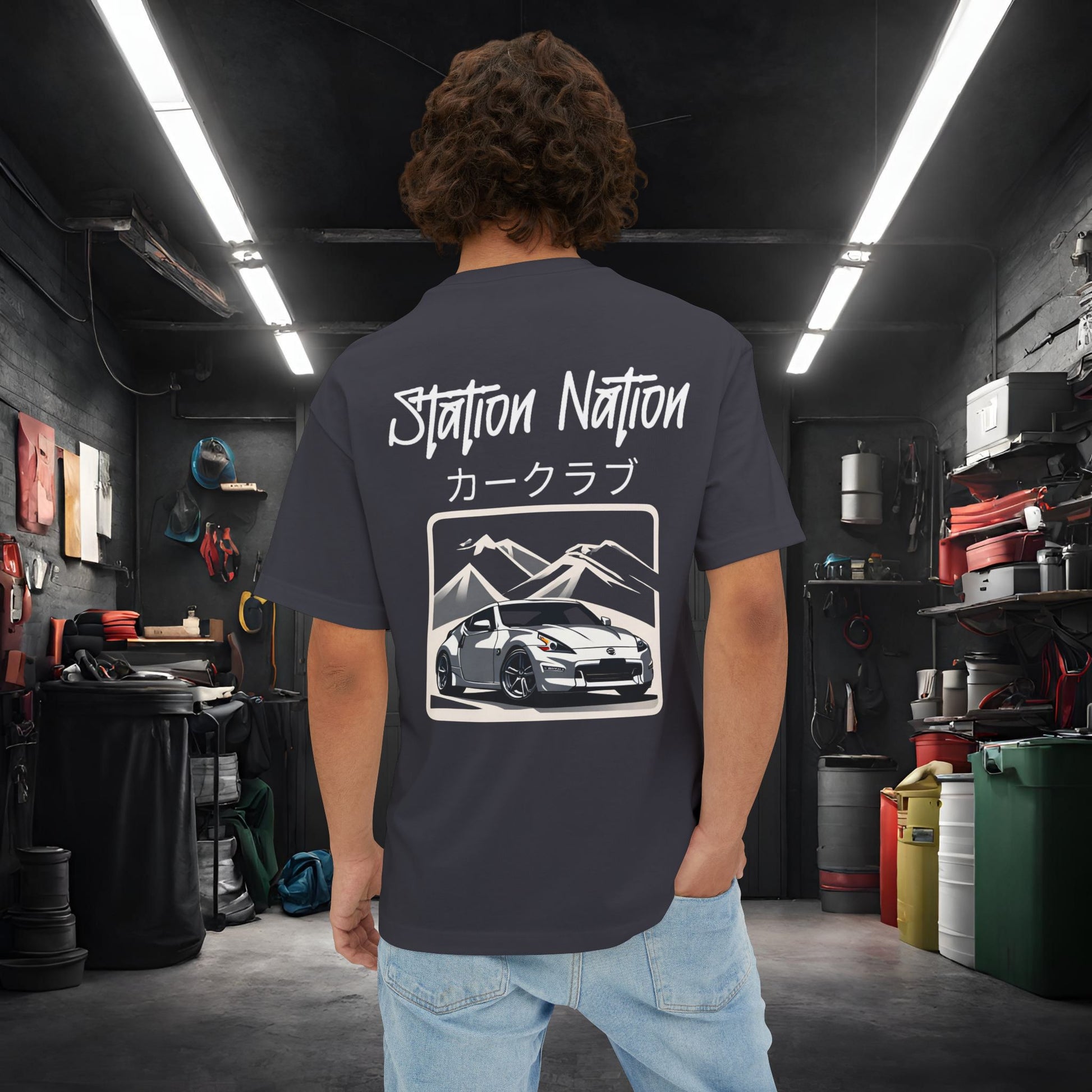 Station Nation-Premium, Ultra Soft Unisex Oversized Boxy Tee Printify by The Night Shift Automotive Apparel