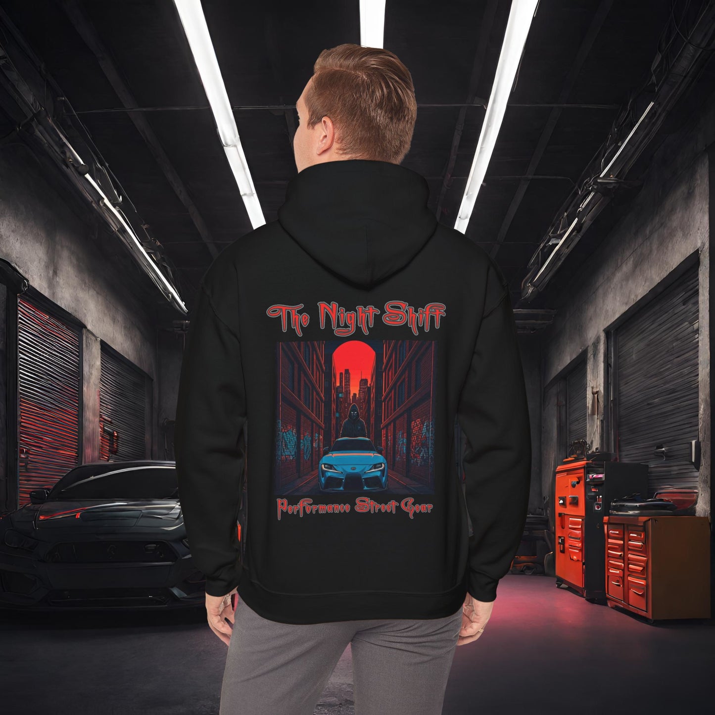 Toyota Supra MK-V Masked Up-Ultra Soft, Premium Hoodie Black Printify by The Night Shift Automotive Apparel
