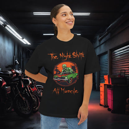 All Muscle Zombie Muscle Car-Premium, Ultra Soft Unisex Oversized Boxy Tee Printify by The Night Shift Automotive Apparel