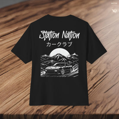 Station Nation-Premium, Ultra Soft Unisex Oversized Boxy Tee Printify by The Night Shift Automotive Apparel