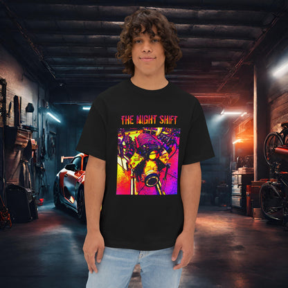 LS-X Synthwave-Premium, Ultra Soft Unisex Oversized Boxy Tee Black Printify by The Night Shift Automotive Apparel
