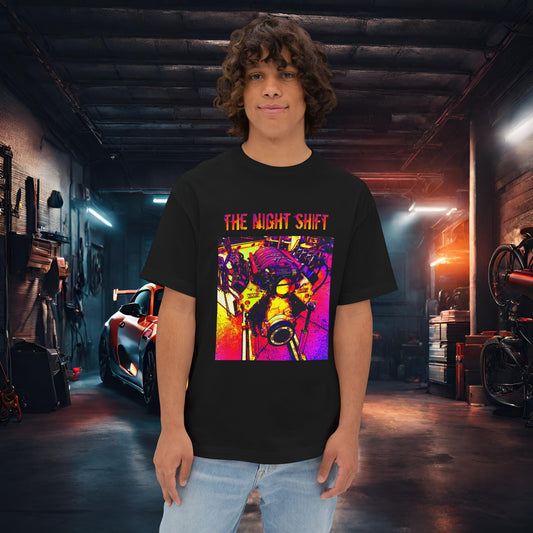 LS-X Synthwave-Premium, Ultra Soft Unisex Oversized Boxy Tee Black Printify by The Night Shift Automotive Apparel