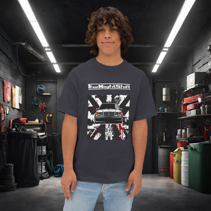 Mercedes Benz 190e Evo 2 AMG- Premium, Ultra Soft, Unisex Oversized Boxy Tee Dark Grey Printify by The Night Shift Automotive Apparel