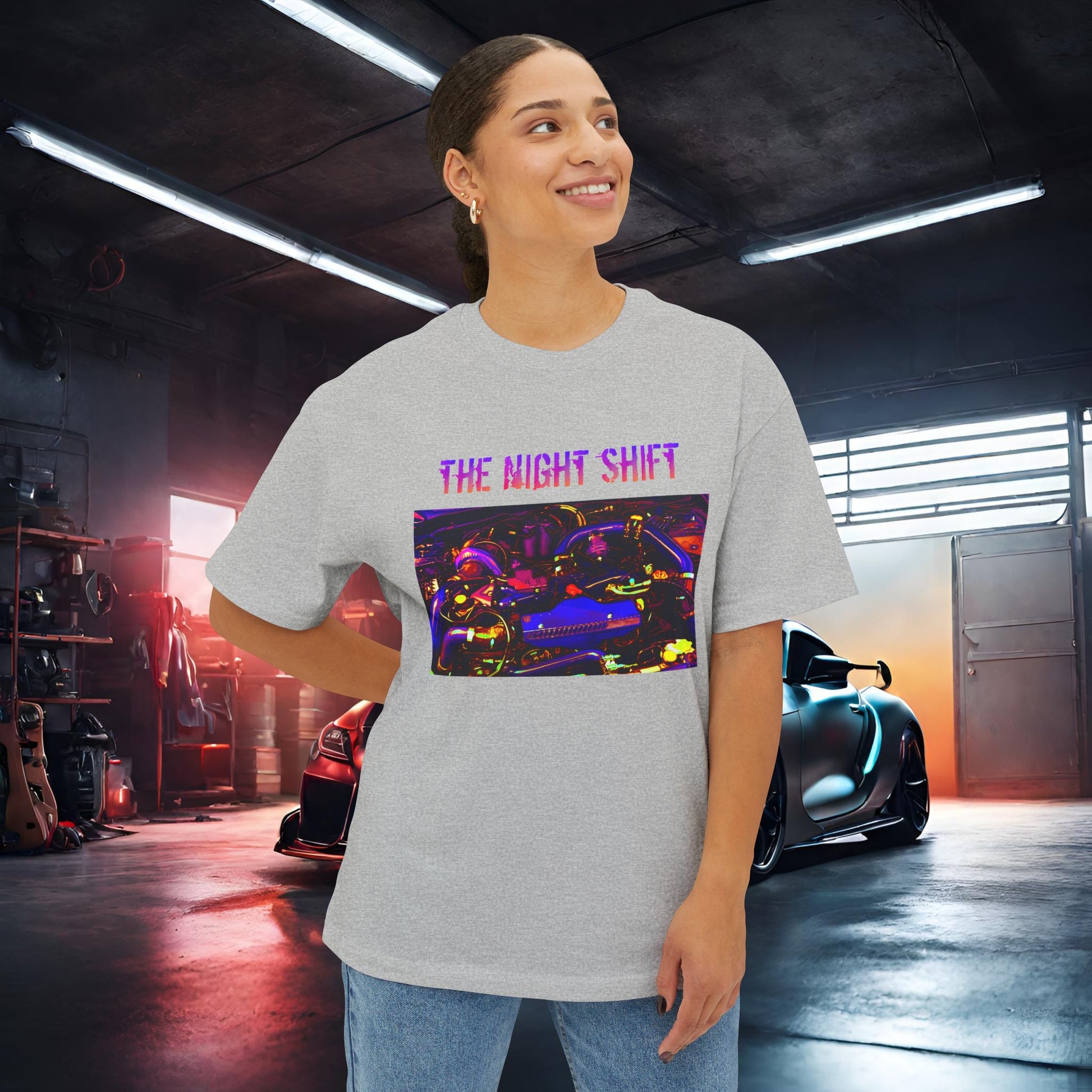 EJ257 Synthwave-Premium, Ultra Soft Unisex Oversized Boxy Tee Printify by The Night Shift Automotive Apparel