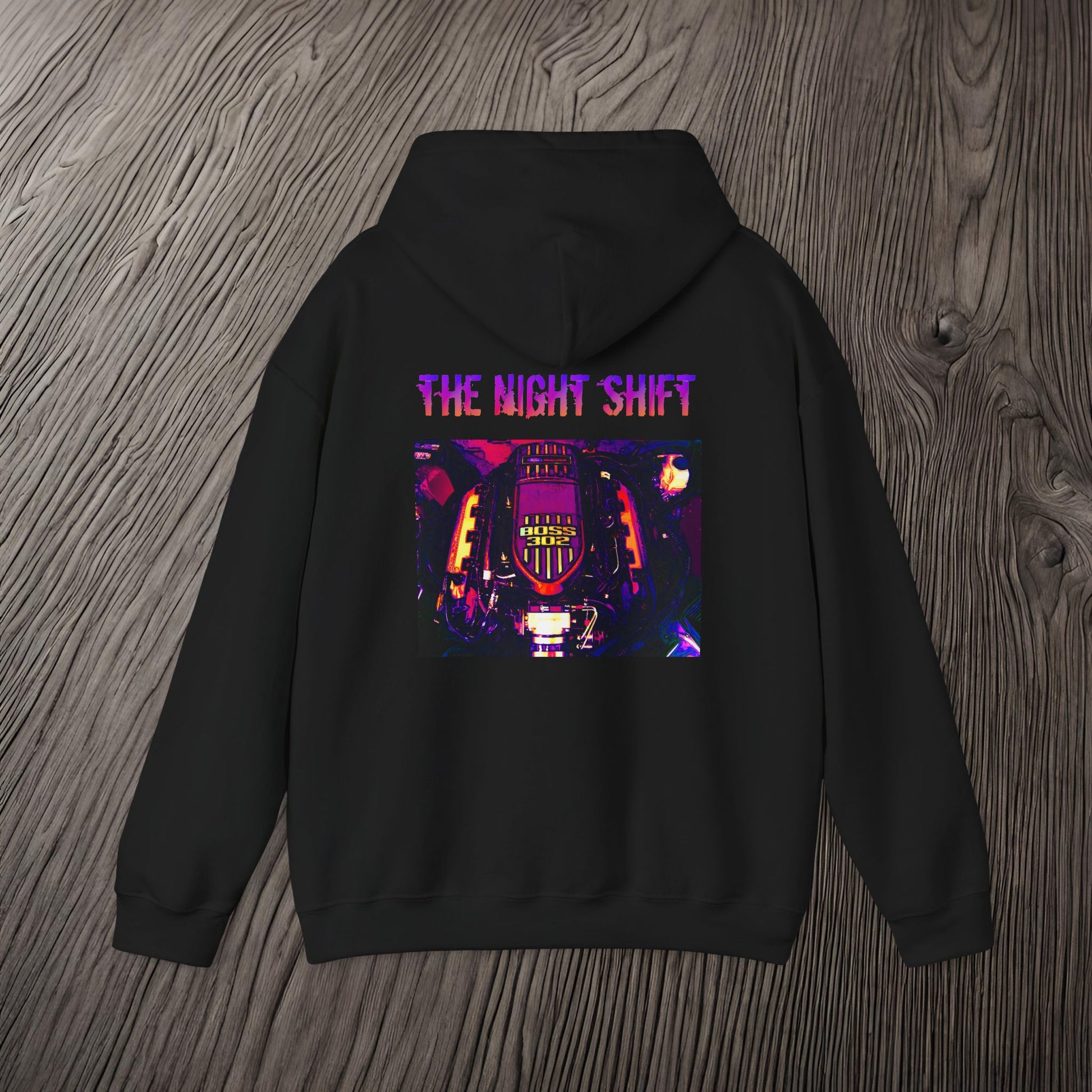 Boss 302 Coyote Synthwave-Premium, Ultra Soft Unisex Hoodie Printify by The Night Shift Automotive Apparel