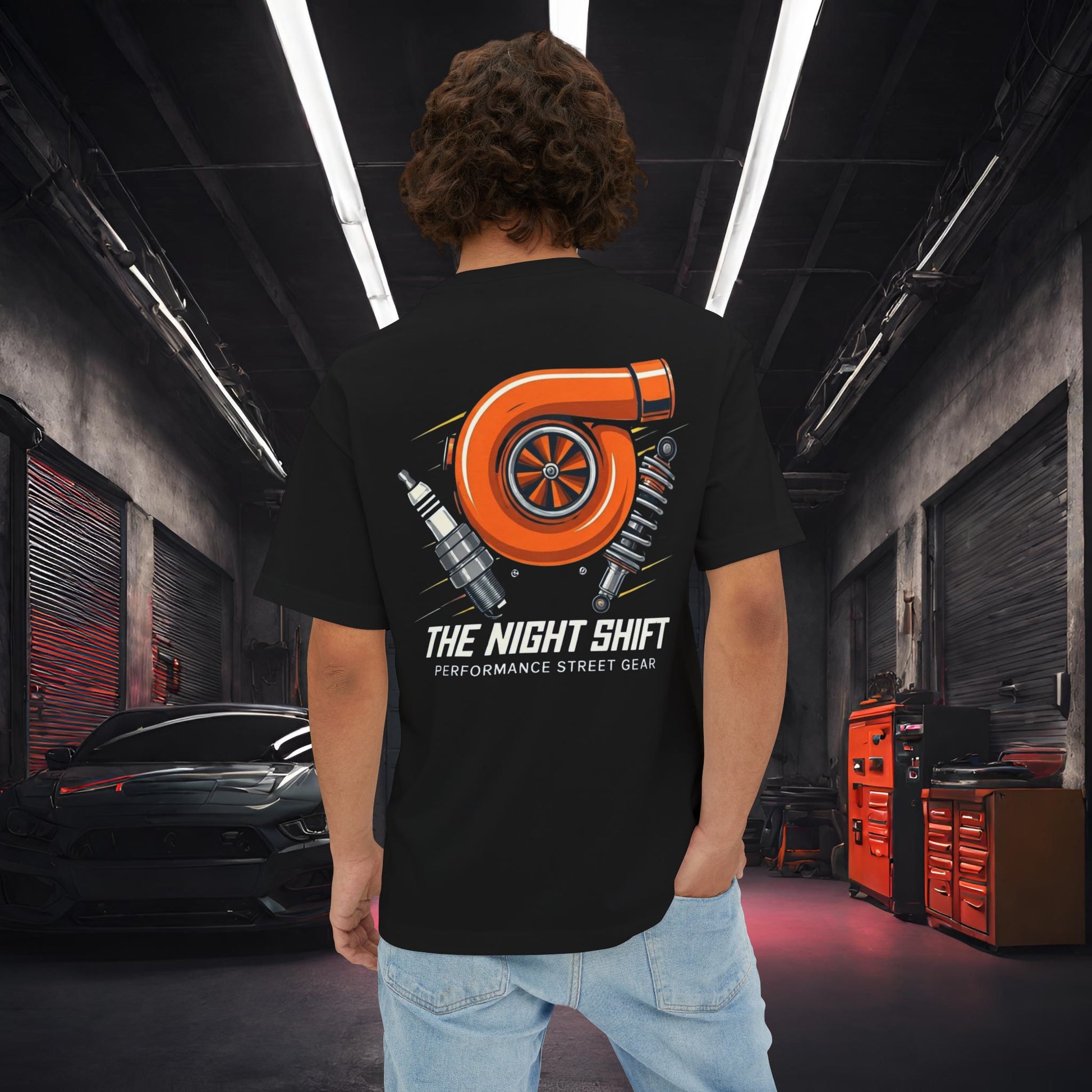 The Night Shift Essentials-Ultra Soft, Premium Unisex Oversized Boxy Tee Black Printify by The Night Shift Automotive Apparel