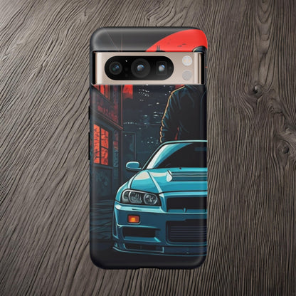 Nissan Skyline R34 Street Life-Dual Layer Ultra Tough Phone Case Google Pixel 8 Pro Matte Printify by The Night Shift Automotive Apparel