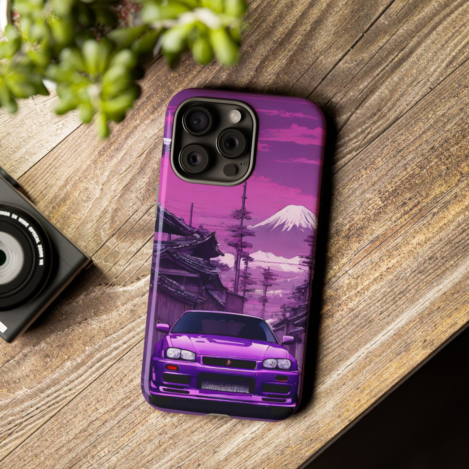 Nissan Skyline R34 Mt Fuji-Dual Layer Ultra Tough Phone Case iPhone 15 Pro Max Glossy Printify by The Night Shift Automotive Apparel