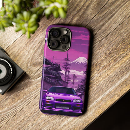 Nissan Skyline R34 Mt Fuji-Dual Layer Ultra Tough Phone Case iPhone 15 Pro Max Glossy Printify by The Night Shift Automotive Apparel