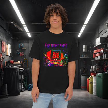 VR38DETT Synthwave-Premium, Ultra SoftUnisex Oversized Boxy Tee Black Printify by The Night Shift Automotive Apparel
