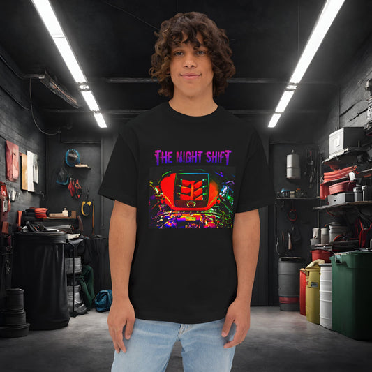 VR38DETT Synthwave-Premium, Ultra SoftUnisex Oversized Boxy Tee Black Printify by The Night Shift Automotive Apparel