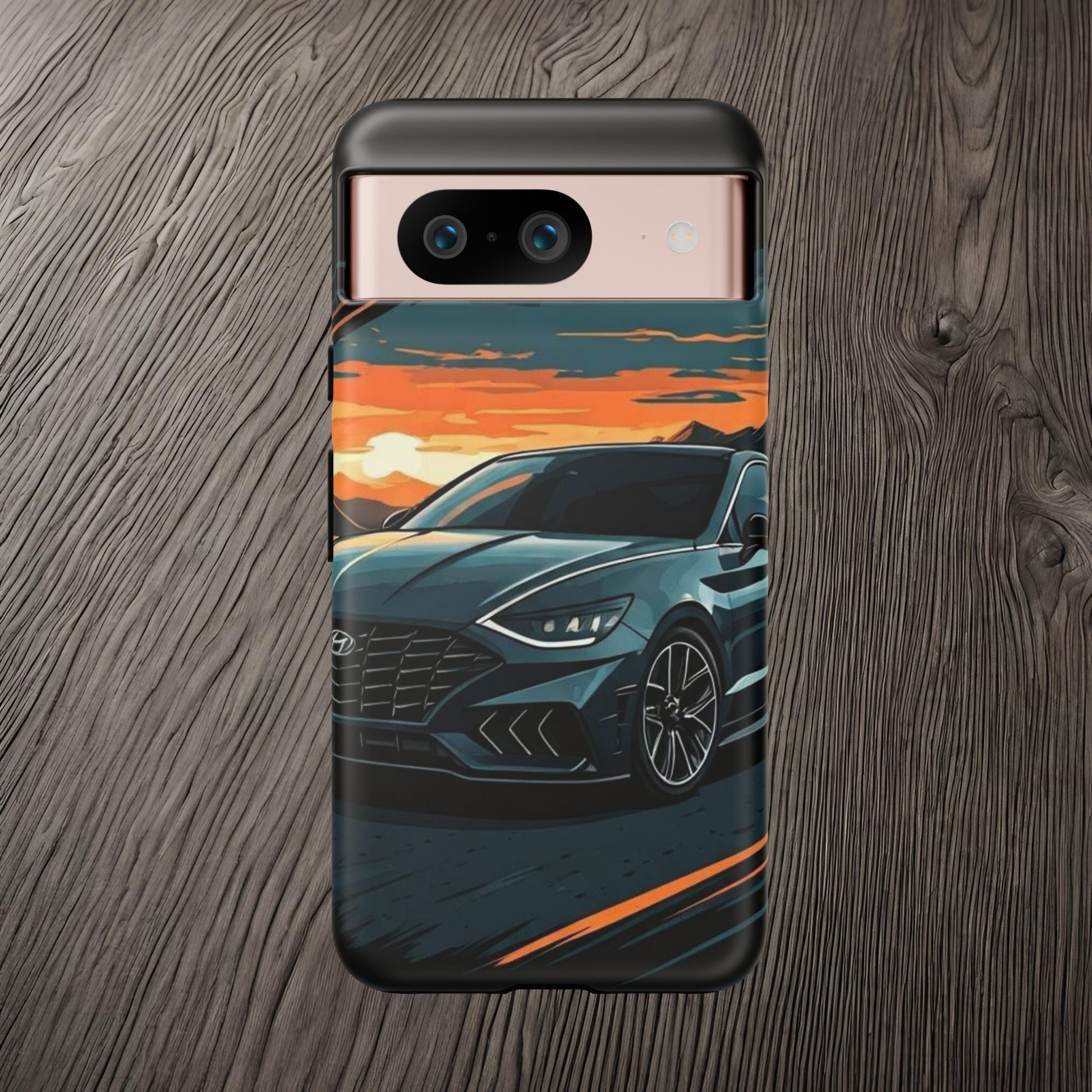 Hyundai Sonata-Sunset Drive-Dual Layer Ultra Tough Phone Case Google Pixel 8 Matte Printify by The Night Shift Automotive Apparel