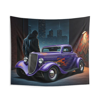 1934 Ford 3 Window Coupe Indoor Wall Tapestries - Shop Banner 104" × 88" Printify by The Night Shift Automotive Apparel
